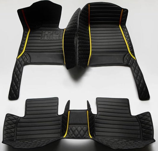 Custome Car Mats Accessories All Weather Floor mats Compatible with Automotive Floor Mats Passenger car mats (All Black Yellow)