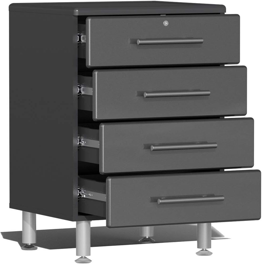 Ulti-MATE UG22082G 8-Piece Garage Cabinet Kit with Bamboo Worktop in Graphite Grey Metallic