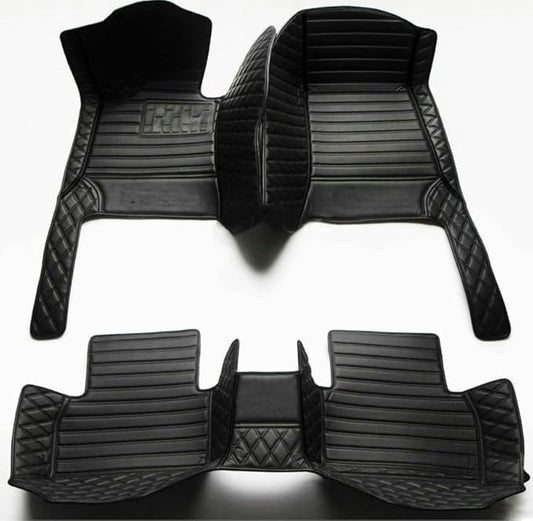 Yaruicar Custom Personalized Floor Mats for Cars Luxury Full Coverage All Car Floor Mats Anti-Slip Leather Car Mat Set Trucks & SUVs Trucks Automotive Floor Mats Liners (3D-All Black)