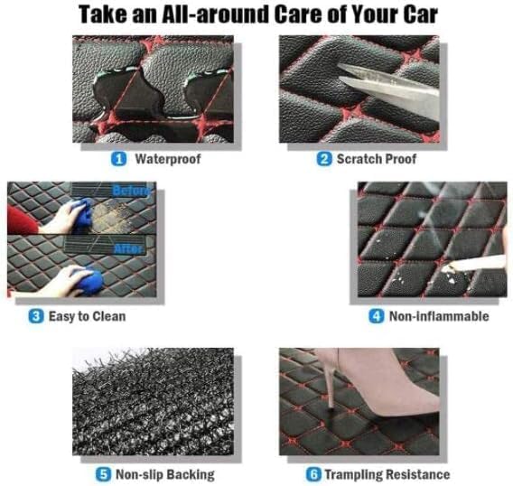 Custom Car Floor Mat Compatible with 97% Car Models Luxury Leather All Weather Waterproof Anti-Skid Full Coverage Car Mats (Blue)