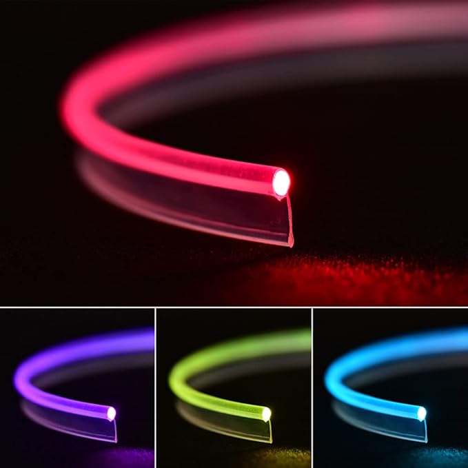 Super Bright MMA Plastic Optic Fiber Side Glow Unibody Band Edge Cable Car LED Illumination Optic Fiber Band Car Interior Atmosphere Lights (32.81ft)