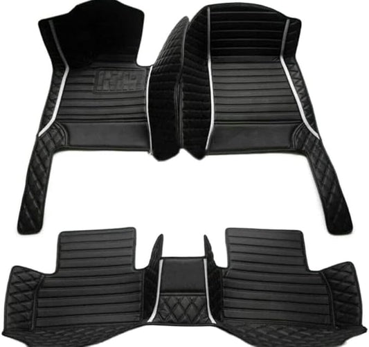 Custome Car Mats Accessories All Weather Floor mats Compatible with Automotive Floor Mats Passenger car mats (All Black White)