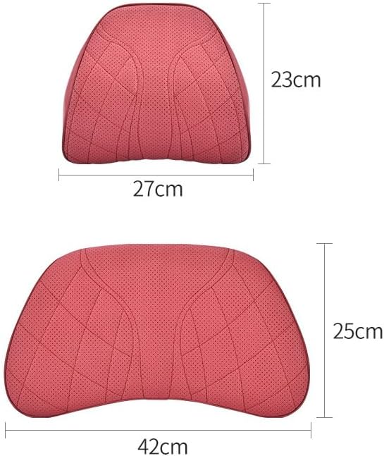 for Chevy Silverado 2007 2008 2009 2010 2011 2012 2013 Leather Car Seat Headrest Lumbar Cushion, Lumbar Support Pillow for Car,for Driving Traveling Relieving Neck Fatigue,2-C Brown
