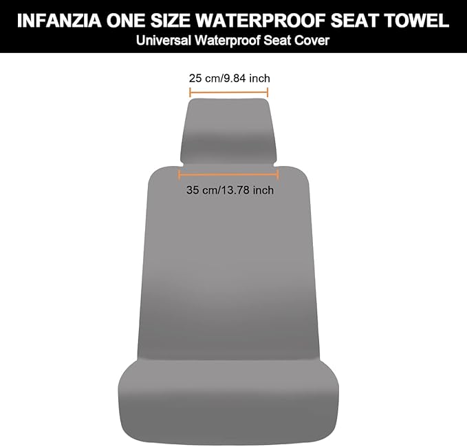 INFANZIA Premium Waterproof Seat Cover Towel Protector Neoprene Universal Fit, Upgraded 100% Washable & Removable Non-Slip Sweat Carseat Towel Covers, Perfect for Gym/Yoga/Workout（Beige,2PCS