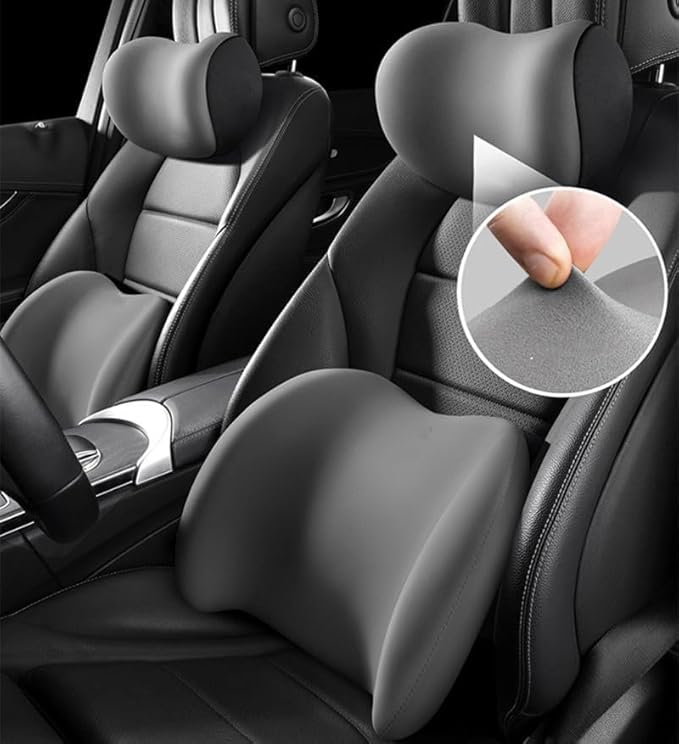 Car Headrest & Lumbar Support Cushion, Ergonomic Car Seat Headrest & Lumbar Cushion, Car Lumbar Support Pillow and Car Neck Pillow Kit for Office Chair, Truck, Wheelchair (Blue)