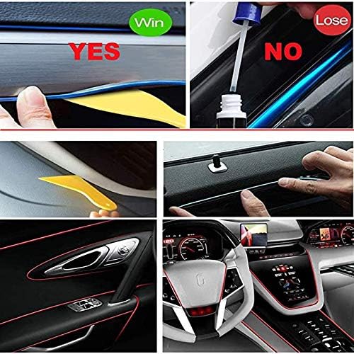 MaxLax El Wire Orange Interior Car LED Strip Lights, 10m neon Wire 12V with Fuse Protection for Automotive Car Interior Decoration with 6mm Sewing Edge