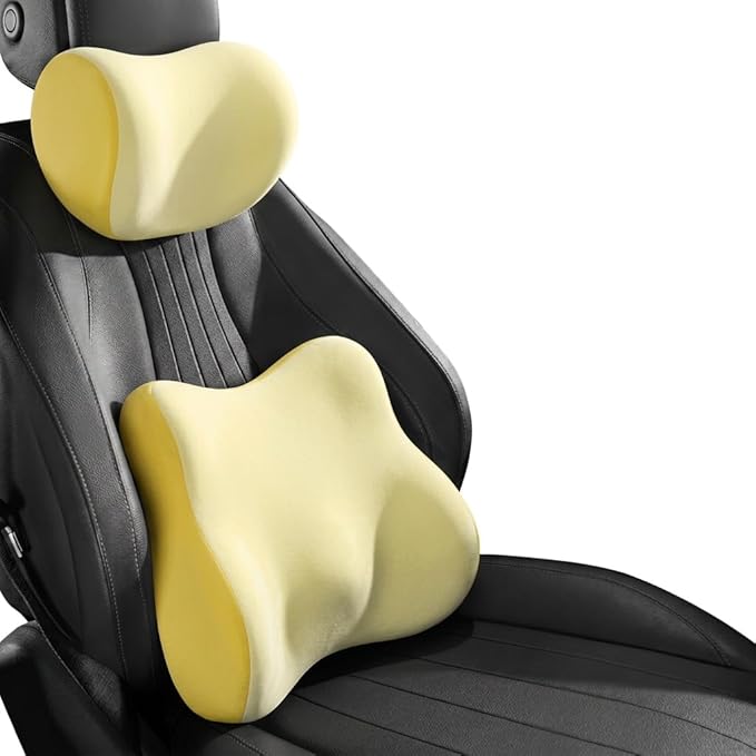 Car Headrest Pillow & Lumbar for Audi A4 Q3 A6 C5 A4 B8 A3 8P Q2 Q5 A1 A3 A7 A8 Q7 Q5L Sq5 RS, Car Seat Neck Pillow Back Support, Breathable All-Season Automotive Seat Cushions, 2PCS