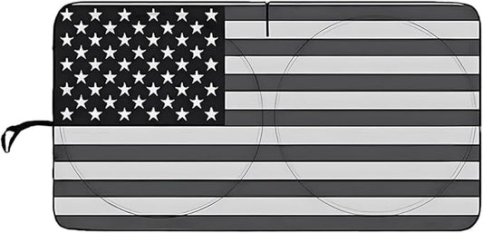 American Flag Car Windshield Sun Shade, Foldable Car Front Window Sunshade for Cars SUV Truck, Auto Interior Sun Protection Cover, Blocks UV Rays & Keeps Your Vehicle Cool (Black, XL)