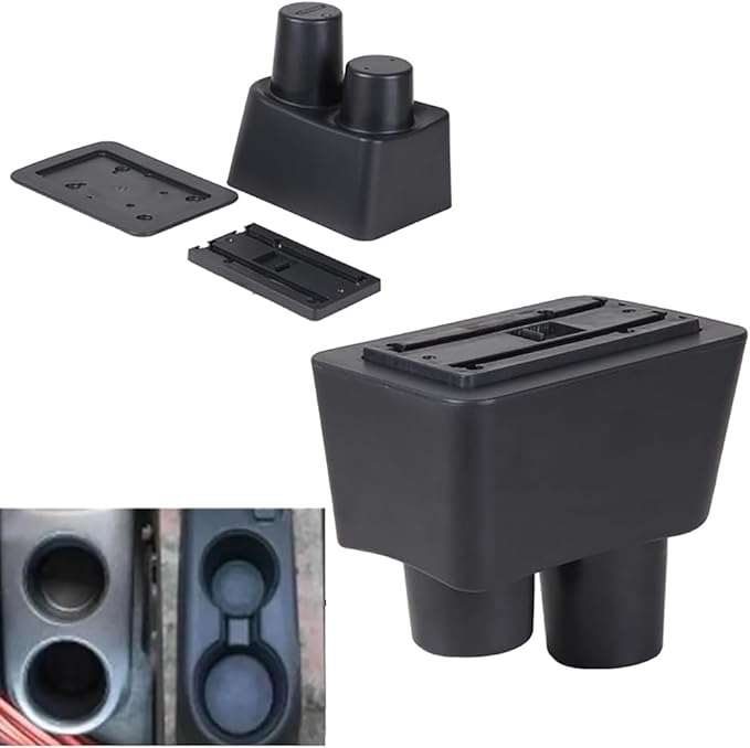 AULPHIKE Compatible with Nissan Versa Armrest 2012-2019 Car Center Console Organizer Armrests Double Layer Storage with 3 USB（Black）