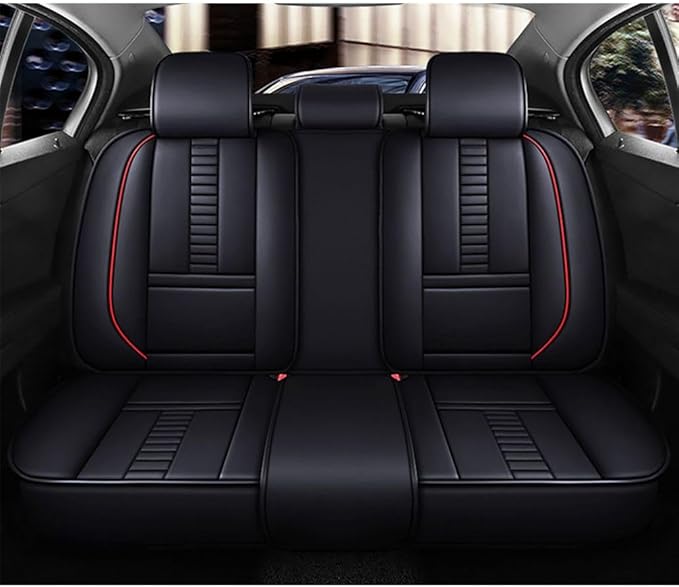 for Toyota CHR Seat Covers 2018-2026, Full Coverage Customized Car Seat Covers, Premium Leather Waterproof Stain-Resistant Easy to Install (Luxury 5 Seats, Black&Red)