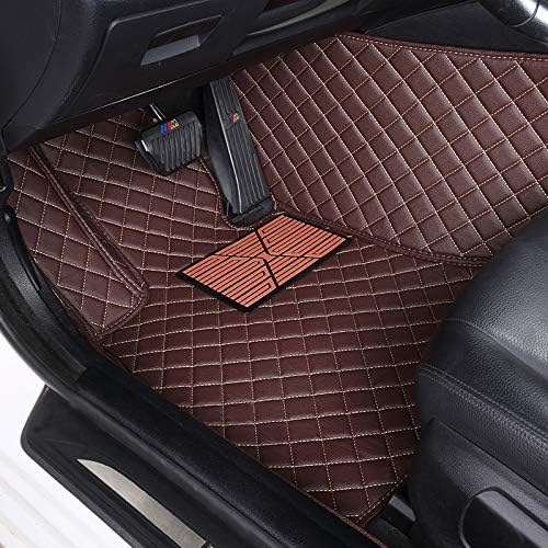 Custom Floor Mats for Cars fit 95% Sedan SUV Sports Car Full Coverage All Weather Men Women Pads Protection Non-Slip Leather Floor Liners (Brown Horizontal Stripes)