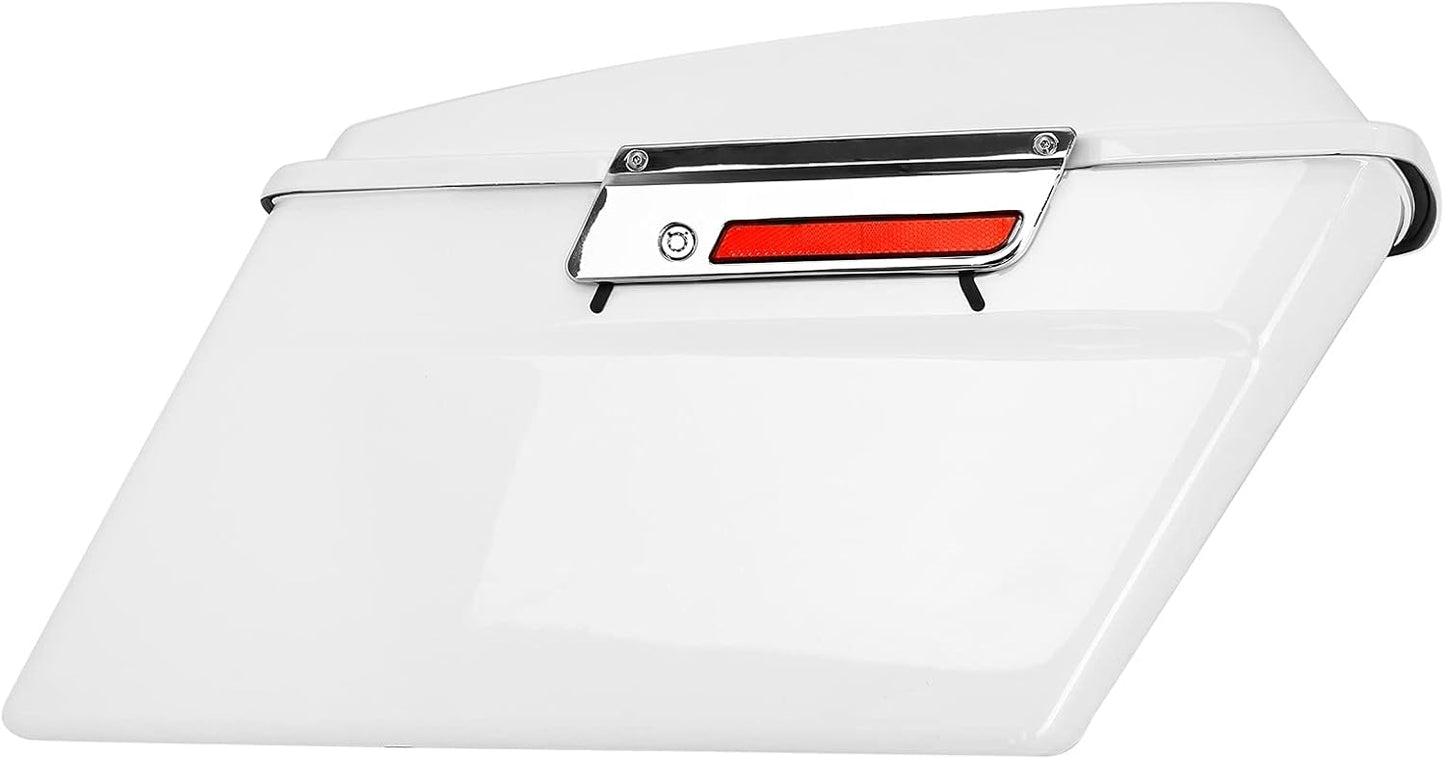 XFMT White Hard Saddlebags Saddle Bags Trunk W/Chrome Conversion Brackets For Harley Softail Heritage Classic Deluxe 1984-2017