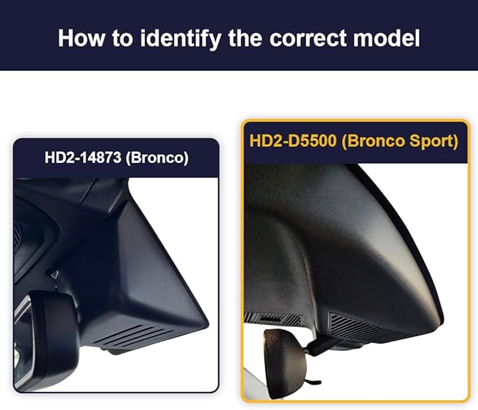 Fitcamx Front 2K+Rear 1080P Dash Cam Adapts for Ford Bronco Sport 2021-2025 (HD2-D5500), 5 Pin Plug, OEM Look, Dual HD Video, Built-in WiFi & APP, Loop Recording, G-Sensor, Easy to Use, 64GB Card