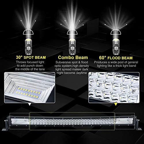 AUXTINGS 22 inch 270W Curved Triple Row LED Light Bar Work Light Spot Flood Beam with Wiring Harness kit Switch for Trucks Tractor 4X4 Jeep Boat Off Road Auto Fog Driving Lamp 12V 24V Waterproof IP67