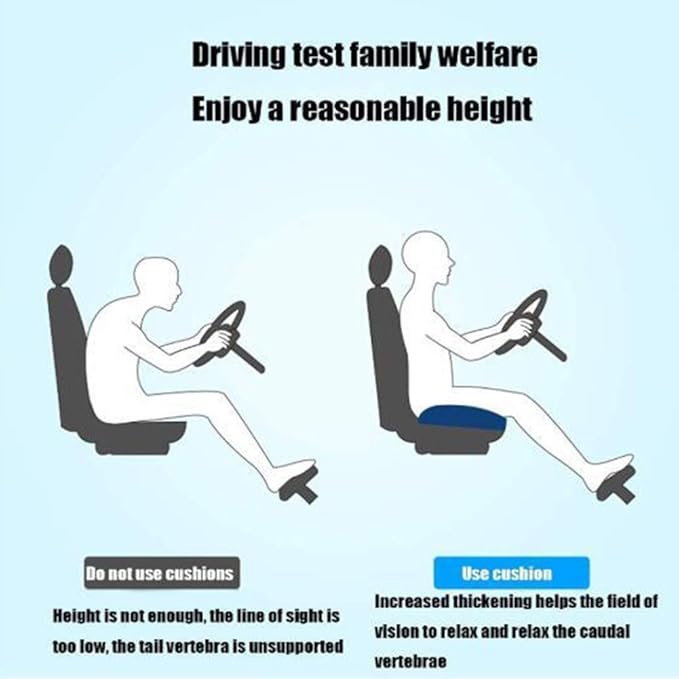 Srutirbo Car Booster Seat Cushion Raise The Height for Short People Driving Hip (Tailbone) and Lower Cack Fatigue Relief Suitable for Trucks, Cars, SUVs, Office Chairs, Wheelchairs (Pure Black)