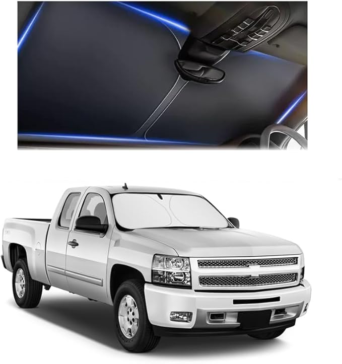 300T Thickened Sunshade for Car Windshield,Windshield Sun Shade for Blocking 99% Sunlight & Heat,Summer Cars Essentials Sun Cover for Car Windshields Fits Small Truck,SUV (XXL: 63x33 inch)