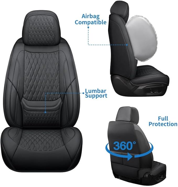 Car Seat Covers Full Set Custom Fit for Ford Explorer 2001-2026 - Premium Faux Leather with Lumbar Support | Breathable, Waterproof, Anti-Slip, Durable (Black,Full Set)