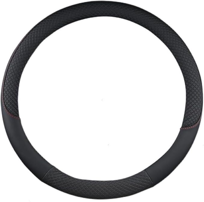 Car Semi Truck Van Leather Steering Wheel Cover Fits 14 15 16 17 18 19 Inch Maximum Grip Non Slip Durable Universal Fit for Most Vehicles (42cm/16.5in,Black)