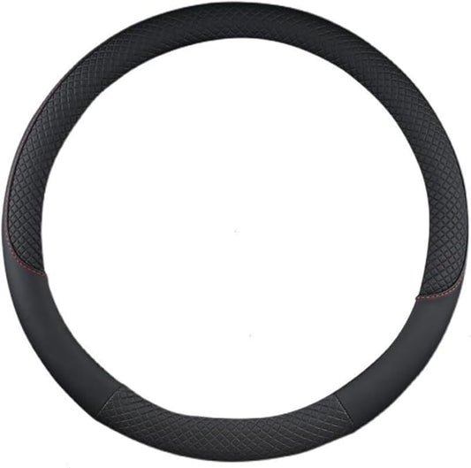Car Semi Truck Van Leather Steering Wheel Cover Fits 14 15 16 17 18 19 Inch Maximum Grip Non Slip Durable Universal Fit for Most Vehicles (50cm/19.5in,Black)