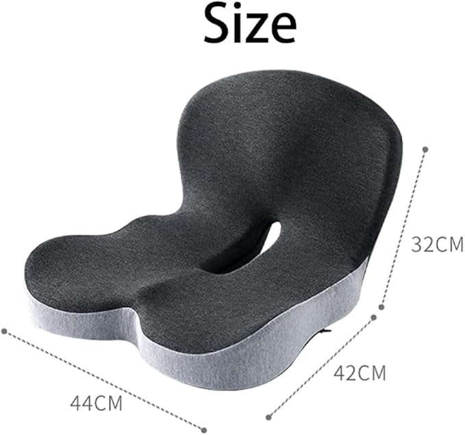L-Shaped Memory Foam Seat Cushion with Lumbar Support-Ergonomic Car & Office Chair Cushion for Sciatica, Coccyx & Back Pain Relief Supports Hips & Back for Drivers & Long Sitting (Blue Gray)