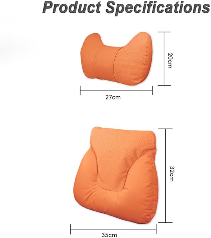 Car Neck Pillow Set for BMW M5 Touring 2025, Leather Car Headrest Lumbar Support Waist Backrest Head Support Cushion,BeigeWhite