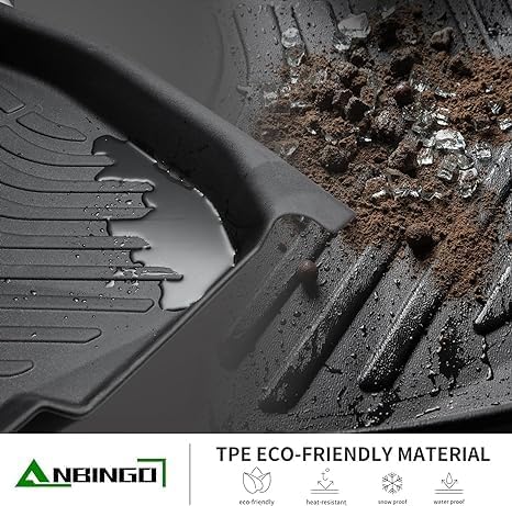 ANBINGO®-Floor Mats Fit for Nissan Frontier 2025 2024 2023 2022 Crew Cab w/ 2nd Row Under-Seat Storage (Not for 2nd with Under Seat Speaker) TPE All Weather Frontier 2025 Accessories Black