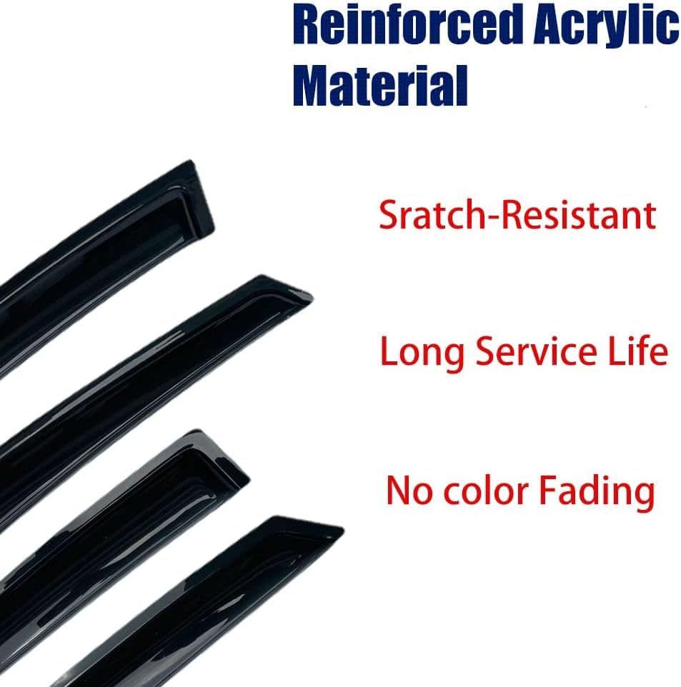 94332 Side Window Visor Wind Vent Deflector fit for 2020-2025 Ford Explorer,4pcs Outside Mount Style Dark Smoke Nice Sun Rain Guards Set