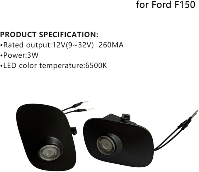 2Pcs Side Mirror Logo LED Welcome Lights Puddle Lamp Projector Door Light Floor Light Accessories Suitable for Ford F150 F250 F350 2015 2016 2017 2018 2019 2020 2021 2022 2023 2024 2025