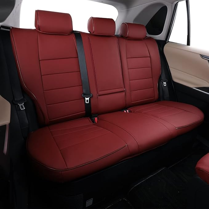 EKR Rav4 Seat Covers Custom Fit for Toyota Rav4 (Hybrid) SE/XSE & (PHEV) GR Sport 2026,Car Seat Cover Full Set for SUV,Factory-Style Interior Upgrade, Easy-Wipe Protection,Faux Leather(Burgundy)