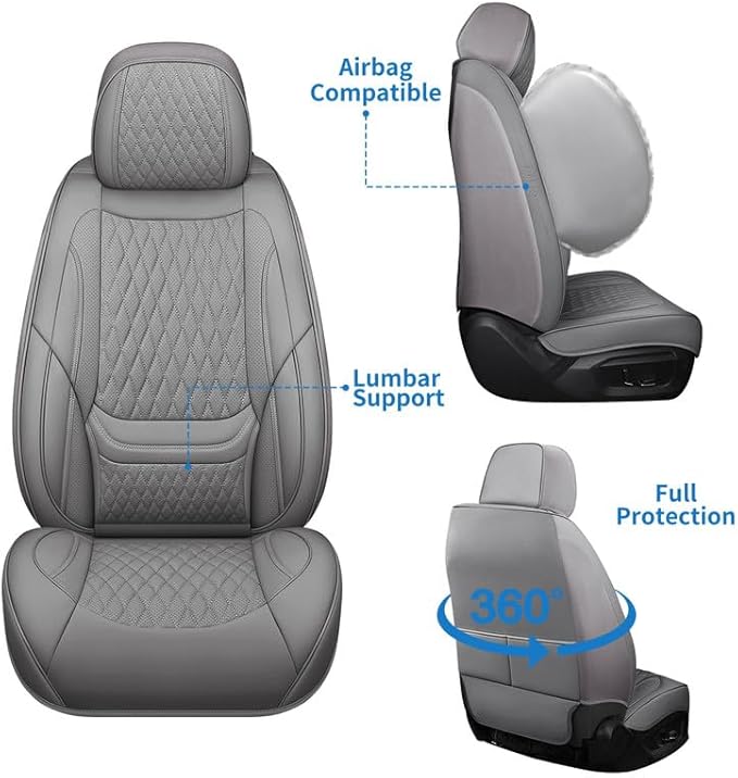 Car Seat Covers Full Set Custom Fit for Chevrolet/Chevy Trax 2015-2026 - Premium Faux Leather with Lumbar Support | Breathable, Waterproof, Anti-Slip, Durable (Gray,Full Set)