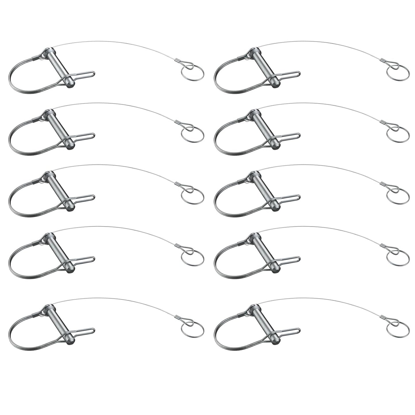 Trailer Coupler Pin 5/16-Inch Diameter x 2-3/4-Inch Long Trailer Pins with Plastic Coating Tether Quick Release Ring - 10Pcs 11-1/2" Length