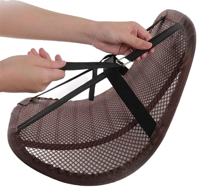 Leather Lumbar Support Seat Cushion with Mesh Breathable Car Seat for Lower Back Pain, Ergonomic Backrest for Office Chairs Car(Beige)