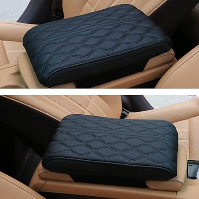 Leather Car Armrest Box Pad, 2025 Upgrade Universal Auto Arm Rest Cushion Memory Cotton Armrest Box Pad, Car Center Console Cover for Most Vehicle, Car Accessories (#1)