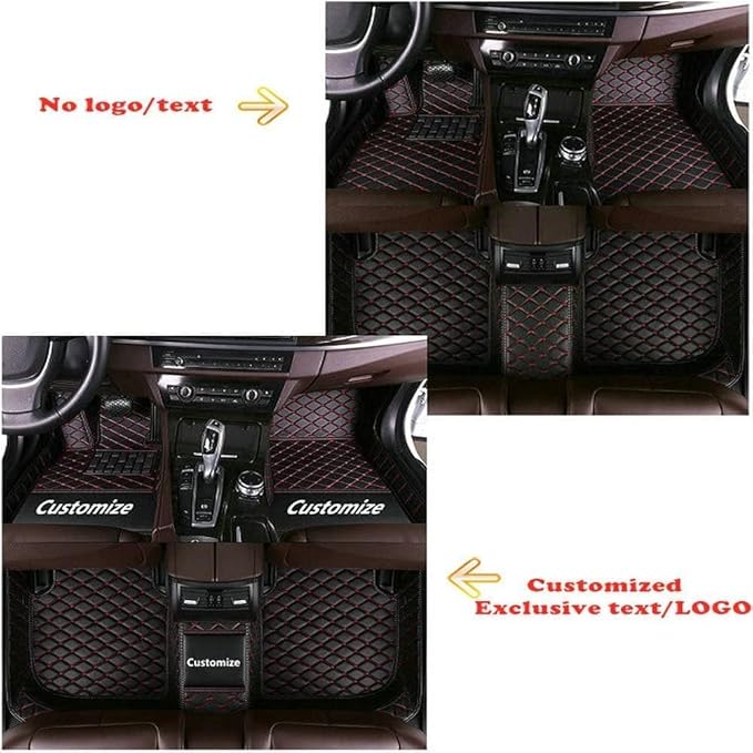 Custom Making Car Floor Mats Protection Pads for 99% Sedan/Coupe/Hatchback/SUV/Pickup Men Women Car Floor Mats Coverage Pads Anti-Slip Leather Floor Lining (Wine Red+Black Beige)