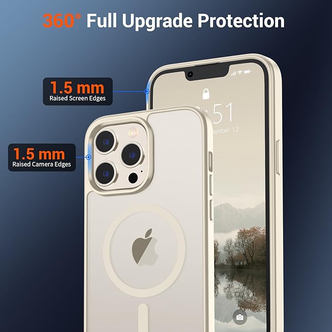SUPFINE Magnetic for iPhone 12 Pro Max Case (Compatible with MagSafe) (Military Grade Drop Protection) Slim Translucent Matte Shockproof with Anti-Fingerprint Phone Case,Antique White