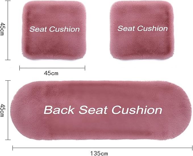 Plush Car Seat Cushion, Soft Warm Fuzzy Faux Rabbit Fur Fluffy Plush Auto Seat Cover Vehicle Car Front and Back Seat Protector Pad with Non-Slip Backing Cushion Interior Universal Fit (Blue,Front*1)
