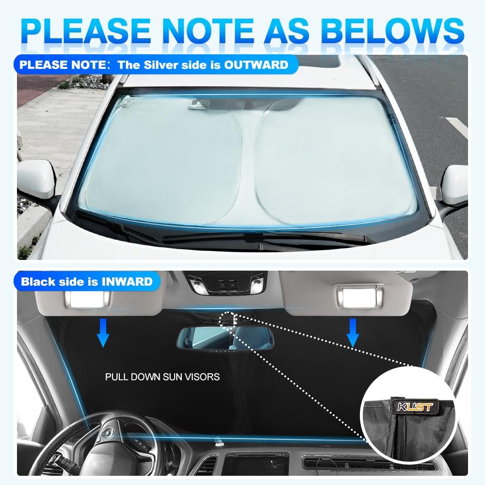 KUST Windshield Sun Shade for Genesis GV70 Accessories 2022-2025 2026 Sunshade Window Sun Visor Protector Foldable Blocks UV Rays Keep Your Car Cooler