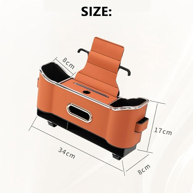 Multifunctional Car Seat Back Storage Box, Multifunctional Car Logo Seat Back Storage Box, Universal back seat car organizer, Car Tissue Organizer Back Seat with 2 Drink Cup Holder (Brown)