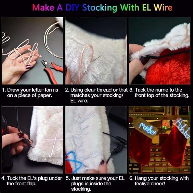 ABALDI 2m/6ft EL Wire, Neon Light with USB Inverter for Halloween Xmas Parties Indoor Outdoor Christmas Cosplay Costume(Red)