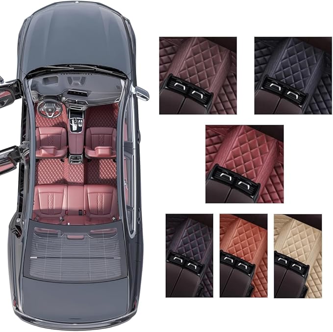 Custom Personalized Floor Mats for Cars，Luxury Full Coverage All Weather Car Floor Mats，Anti-Slip Leather Car Mat Set ，Custom Floor Mats for 99% of Cars, Trucks & SUVs (Black Blue)