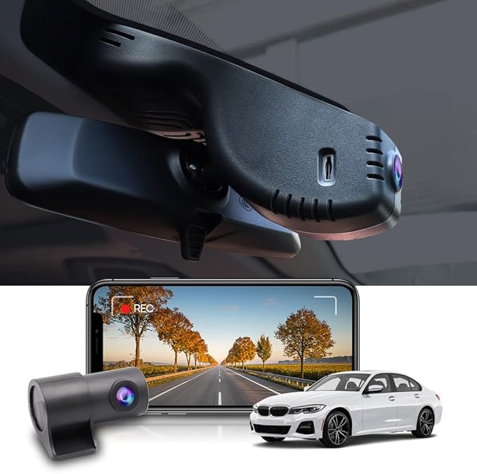 Fitcamx Front 2160P+Rear 1080P Dash Cam Adapts for BMW 3 4 M3 M4 2020-2024 (Model B) 330i 430i Xdrive 330e M340i M440i, OEM Style, Dual Loop Recording, WiFi & APP, G-Sensor,Easy to Set, 128GB Card