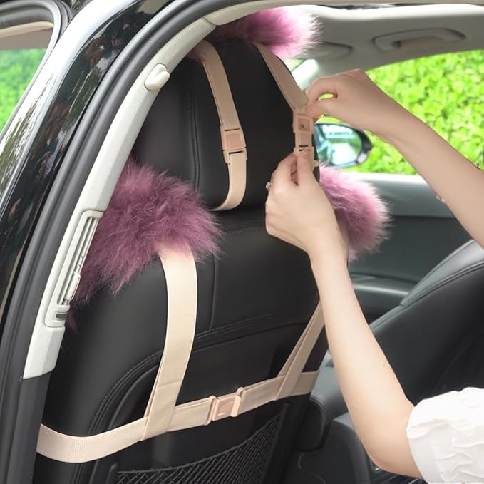 OGLAND Fluffy Sheepskin Car Seat Cover-Fuzzy Fur Auto Cushion for Universal Automotive Protector (Lavender Purple, 1 Pcs Front Seat Cover)