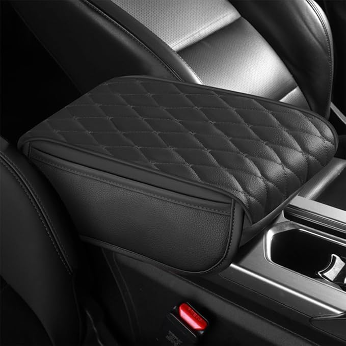 Universal Car Armrest Pad for Mini Countryman R60 F60 One/S/Cooper/JCW 2010-2024 Leather Armrest Box Center Console Cover Pad Waterproof Arm Rest Protector Decor Accessories,Black01