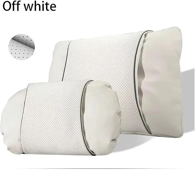 1/2PCS PU Leather Car Neck Pillow & Lumbar Support Cushion, Breathable Universal Seat Headrest Waist Pad, Soft Support Cushion for Daily Driving and Travel(A Style)
