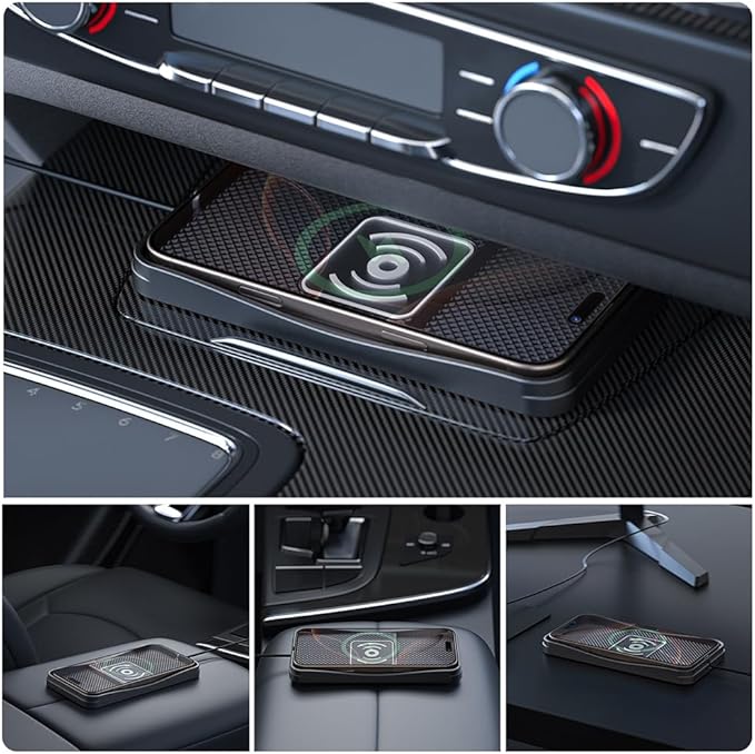 Car Wireless Charger Pad for Kia K4 2025, Type-C/USB 20W Fast Wireless Car Charger Pad Non-Slip Cordless Charging Mat,B-30cm Cable USB Plug