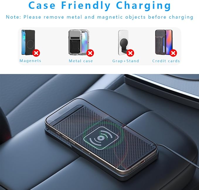 Wireless Charging Pad for Car for Chevrolet Trax 2015-2022 2024-2026, Non-Slip Type C/USB 20W Fast Phone Charging Pad DIY Trim-to-Fit No Interior Damage,B&Type-C