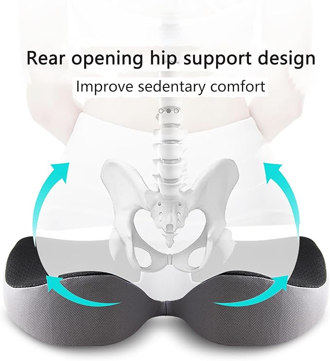 Car Seat Cushion for Long Driving, Ergonomic Memory Foam Seat Cushion, Car Seat Cushion for Back Pain and Lumbar Support Non Slip and Easy Clean for Driving Gaming Chair and Travel C Navy Blue