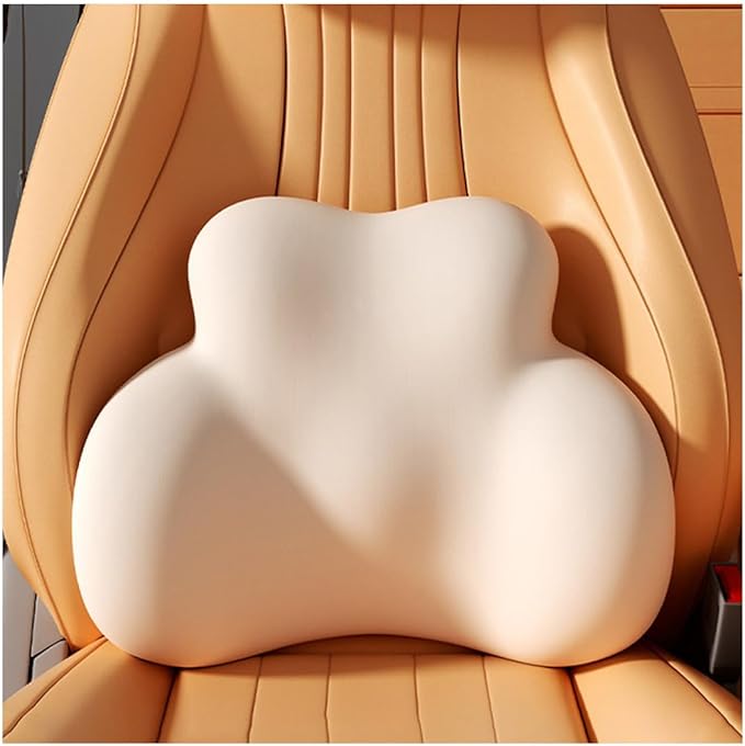 Car Lumbar Support Pillow for Ford Ranger PHEV 2025 Memory Foam Back Support Cushion Breathable Car Seat Lumbar Pad Accessories,Beige