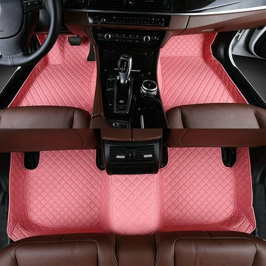 Customize Making Car Floor Mats for 99.99% Sedan SUV Pickup Truck Full Coverage Men Women Cute Leather Protection Pads Non-Slip Floor Liners (Pink)