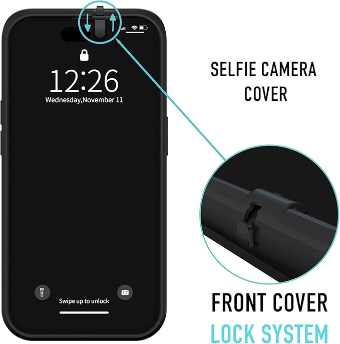 Spy-Fy Privacy case Compatible with iPhone 15 Pro with Camera Covers Front and Rear | Smokey | Magsafe Compatible and Kickstand | Protect Your Phone | 6-Foot Drop Proof | 6,1 Inch | Camera Protection